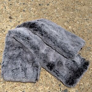 Surell Grey Faux Fur Pull Through Scarf Neck Warmer Mottled Black Grey Plush